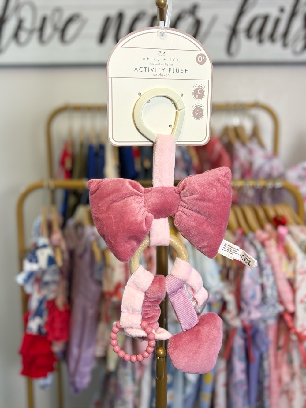 Pink Bow Activity Plush - Soft Sensory Toy